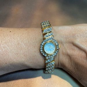 Vintage Vivani Gold Tone and Rhinestones Watch